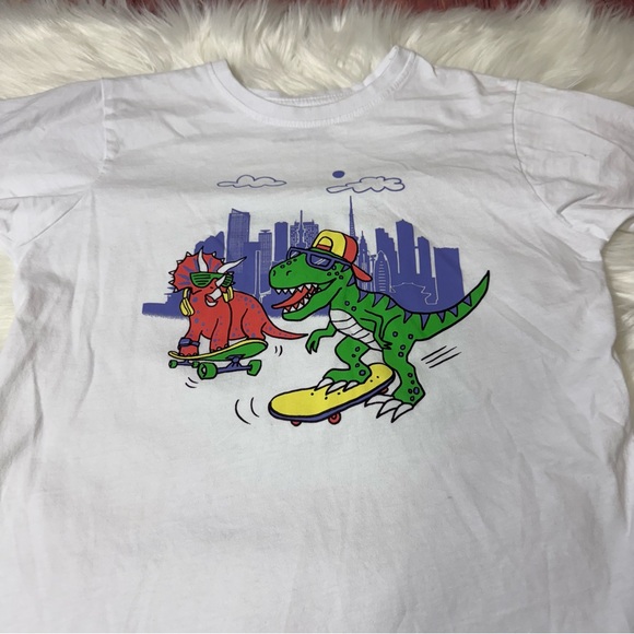 Primark Youth Boy Size 7-8 Years White Shirt with Colorful Dinosaur Graphic - Picture 4 of 12